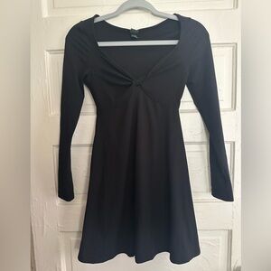 wild fable Black Long-Sleeve Twist-Knot Dress